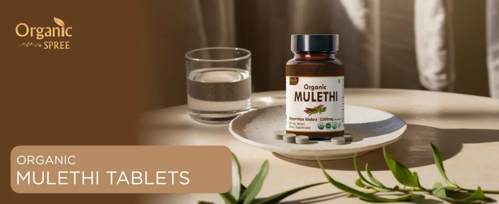 ORGANIC SPREE Mulethi 120 Tablets USDA Organic Licorice Root Supports Digestive Health & Immunity* - Pack of 2 - Mulethi Tablets