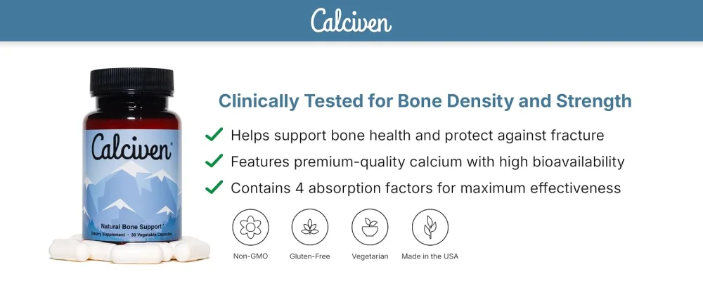 Natural Bone Support Supplement - Non-GMO Gluten-Free 1 Count (Pack of 30) - Calciven: Clinically Tested for Bone Density and Strength