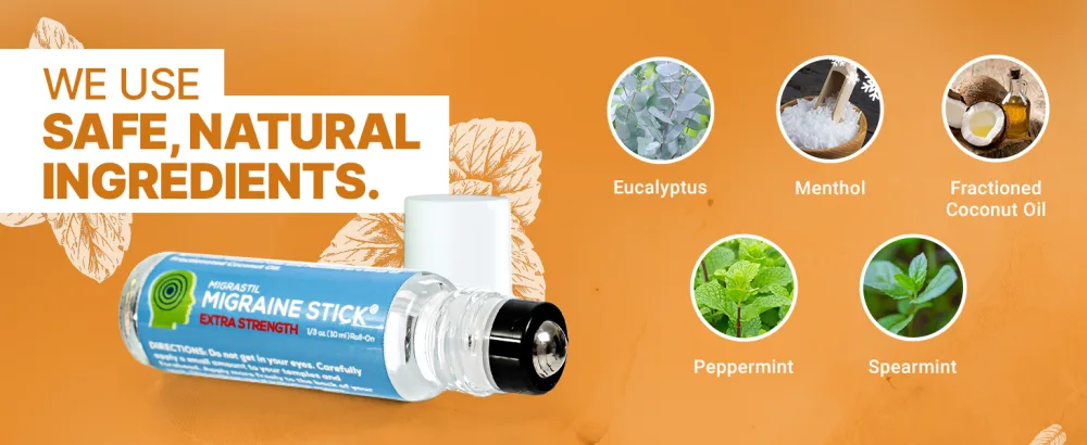 Basic Vigor Migrastil Extra Strength Migraine Stick Advanced Formula Strong Aromatherapy Roll On Includes Menthol Essential Oils No Lavender Made in The USA. 1 - Eucalyptus menthol fractioned coconut oil peppermint spearmin essential oils