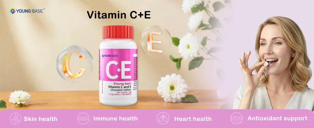 9 YOUNG-BASIC Premium Vitamin C + Vitamin E Chewable - Natural VIT C and VIT E Supplement for Dual Antioxidant Heart Circulatory and Immune System Support - 60 Orange Tablets - product information 18