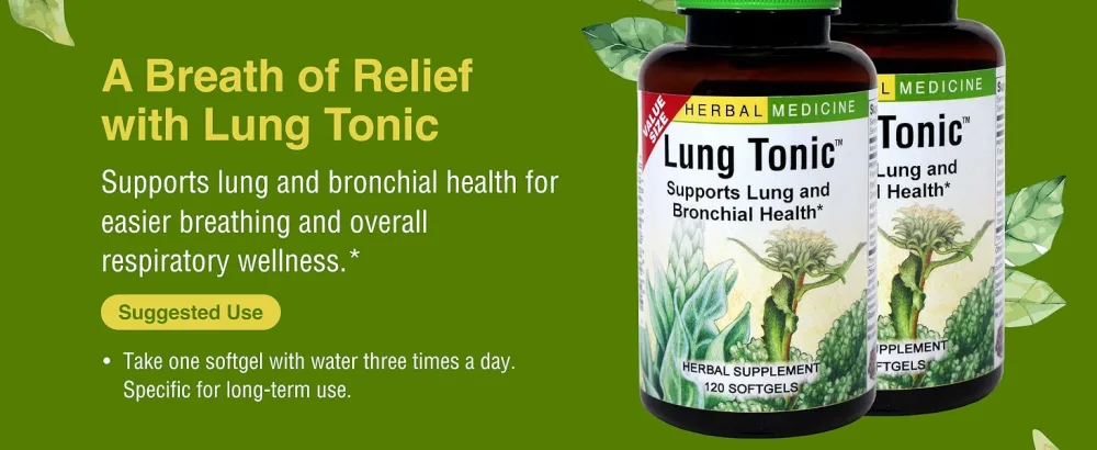 Herbs Etc. Lung Tonic - Lung Supplement for Bronchial Support - Healthy Breathing Support with Mullein Horehound & Grindelia - 120 Softgels - 2 Pack 120 Count (Pack of 2) - product information 18