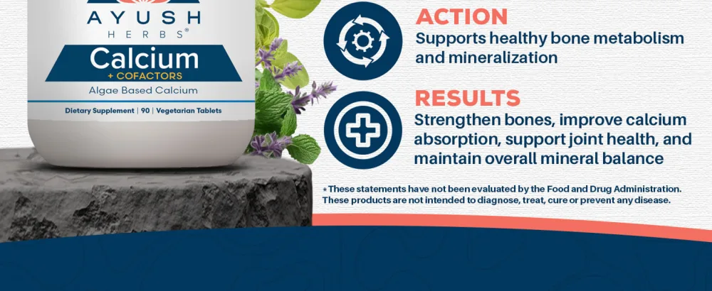 Ayush Herbs Calcium + Cofactors Algae Based Calcium Supports Bone Health & Mineralization 90 Vegetarian Tablets - potassium pressure supplements taurate 1500mg taurato de magnesio best lower reducers pure para