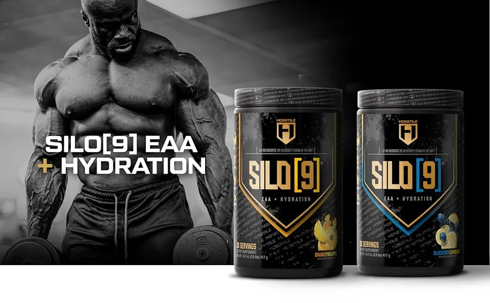 HOSSTILE SILO 9 EAA + Hydration Powder Essential Amino Acids with Electrolytes EAA BCAA Intra Workout Powder & Post Workout Recovery Blueberry Lemonade 30 Servings - silo9, silo 9, eaa, eaas, essential amino acids, bcaa eaa, bcaa, eaas powder, bcaa powder, bcaas