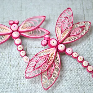 JUYA Metallic Paper Quilling Set 2/3/5/7/10mm Width Available (24 Colors  Paper Width 3mm) Paper Width 3mm 24 Colors - Pair of dragonflies