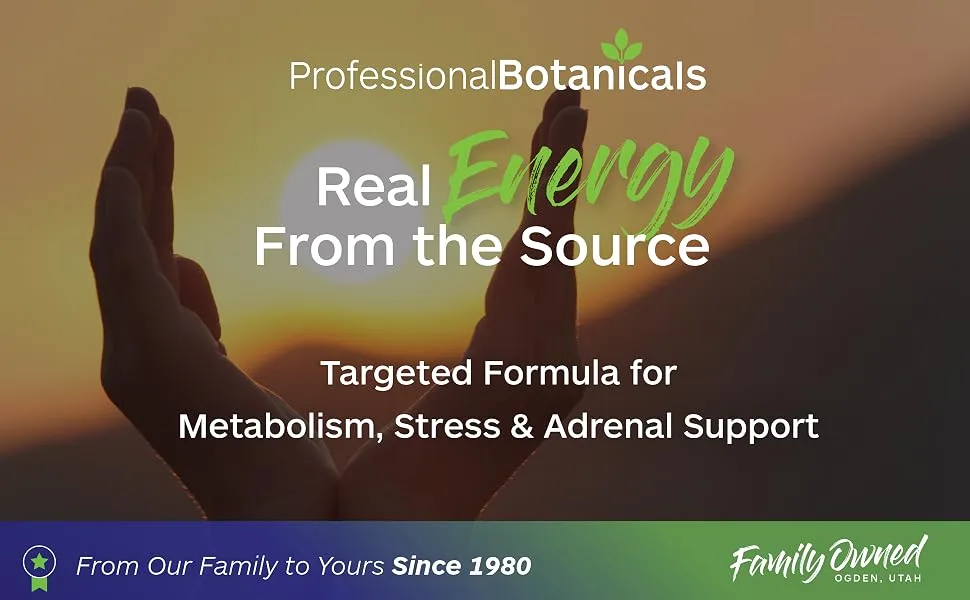 Professional Botanicals Adrenal Complex Supplement Supports Healthy Adrenal Function Stress Relief and Energy Levels 90 Vegetarian Capsules - Herbal Supplement to Help Maintain Healthy Energy and Stress adrenal Supports Cortisol Health