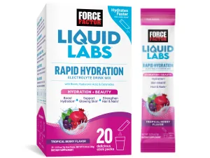 Force Factor Liquid Labs Electrolytes Powder Packets Tropical Fruit Hydration Packets to Make Electrolyte Water with 5 Essential Electrolytes Vitamins Minerals and Antioxidants 20 Stick Packs Liquid Labs Base Tropical  - product information 14