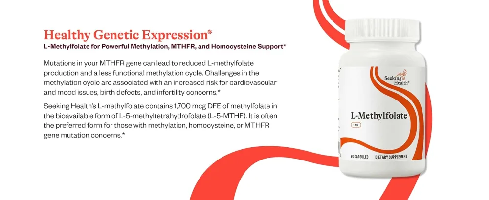 Seeking Health L-Methylfolate 1mg Supports Healthy MTHFR Mood and methylation- 60 Capsules - product information 14
