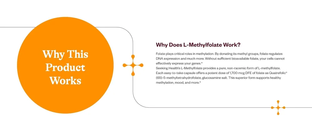Seeking Health L-Methylfolate 1mg Supports Healthy MTHFR Mood and methylation- 60 Capsules - product information 18