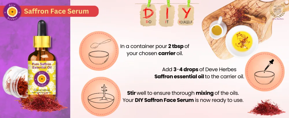 Deve Herbes Pure Saffron Essential Oil (Crocus sativus) with Glass Dropper Steam Distilled 10ml (0.33 oz) - SAFFRON A+