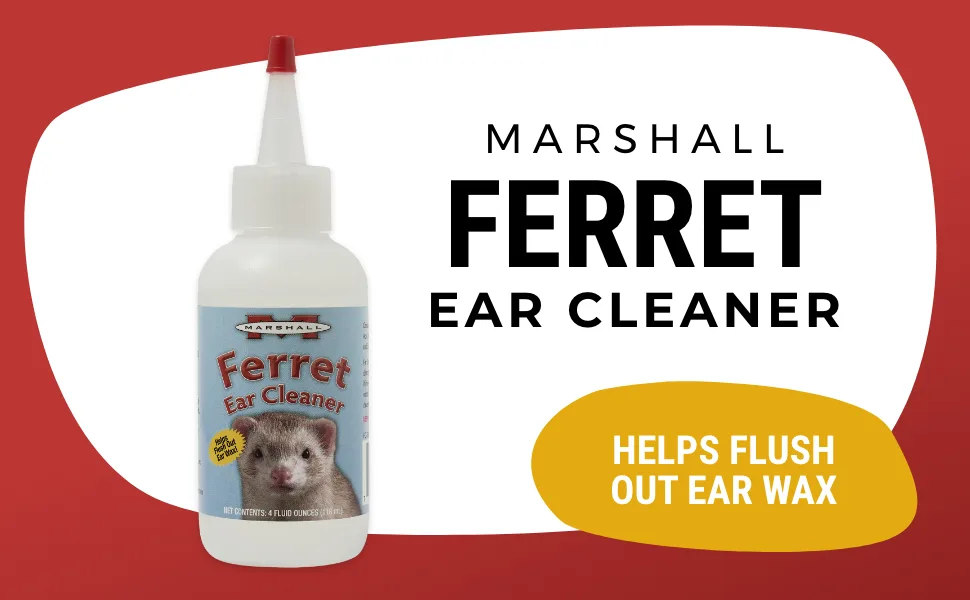 Marshall Ferret Ear Cleaning Solution 4 oz Gentle Formula to Remove Dirt and Wax Contains Eucalyptol to Support Healthy Ear Tissue No Swabs Needed - Ferret Ear Cleaner