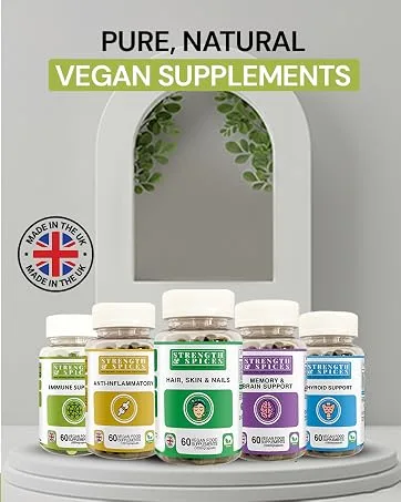 Strength & Spices - Thyroid Support Iodine Supplement with Maca Root Sea Kelp Brazil Nuts and Ashwagandha 60 Capsules - essential amino acids supplement