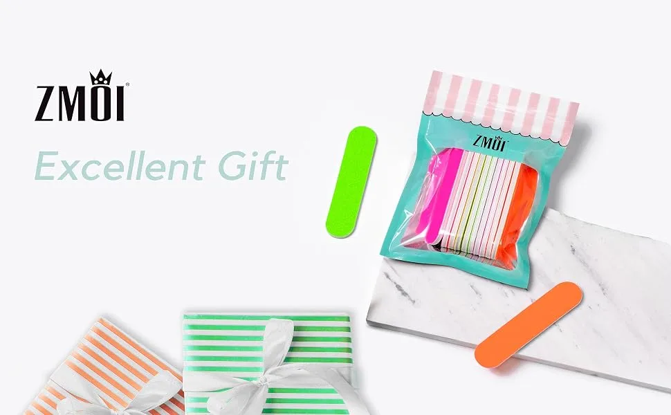 Colorful Neon Girly Mini Emery Board Nail Files (1 Dozen) ZMOI - mini nail file