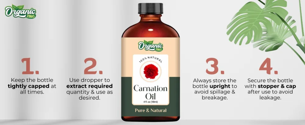 Organic Zing Carnation (Dianthus Caryophyllus) Oil | Pure & Natural Essential Oil for Skincare Aroma & Diffuser - 118ml/3.99fl oz - product information 21