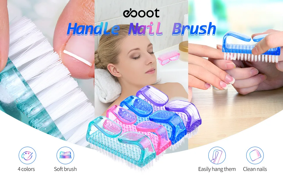 4 Pieces Handle Nail Brush Nail Hand Scrubbing Cleaning Brush (Large  Multicolor) - Handle Nail Brush