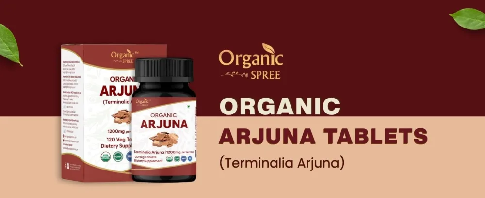 ORGANIC SPREE Arjuna 120 Tablets USDA Organic Terminalia Arjuna Supplement Supports Heart & Cardiovascular Health* - Arjuna Tablets