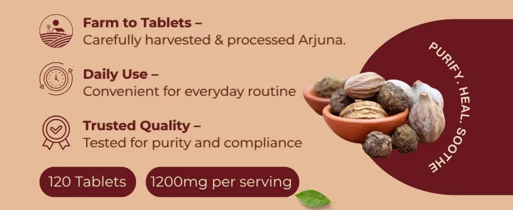 ORGANIC SPREE Arjuna 120 Tablets USDA Organic Terminalia Arjuna Supplement Supports Heart & Cardiovascular Health* - Arjuna Tablets