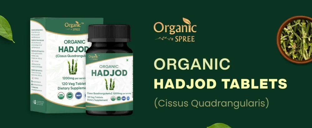 ORGANIC SPREE Hadjod 120 Tablets USDA Organic Cissus Quadrangularis Supports Joint Strength & Mobility* - Hadjod Tablets