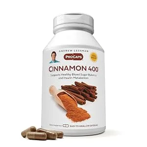 ANDREW LESSMAN Cinnamon 400mg - 60 Capsules - High Potency Standardized Extract. No Additives. Small Easy to Swallow Capsules 60 Count (Pack of 1) - vitamin c 500 complex