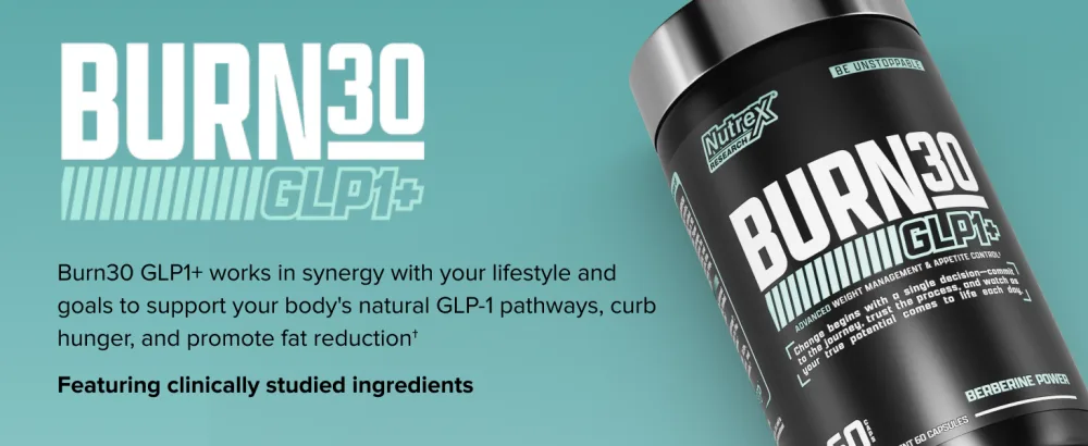 BURN30 GLP-1 Supplement - Super Berberine Weight Management Support GLP1 Naturally | Advanced Appetite Control & Metabolism Support with Clinically Studied Ingredients  | Stimulant Free - Burn30
