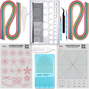 Juya Paper Quilling Kit with Pink Tools 960 Strips Board Mould Crimper Coach Comb (Width 3mm with Glue) Pink Paper Width 3mm with Glue - QK10-300x300