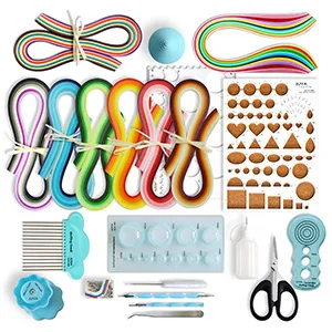 Juya Paper Quilling Kit with Pink Tools 960 Strips Board Mould Crimper Coach Comb (Width 3mm with Glue) Pink Paper Width 3mm with Glue - QK13-300X300