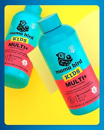 Best Nest Wellness Multi Plus Gummies - Brain Health Support Supplement with Methylated Vitamins - Chewable Multivitamin for Kids - Aids Healthy Energy & Immune Function - Raspberry 60 Gummies Kids Multi + - Mama Bird Kids