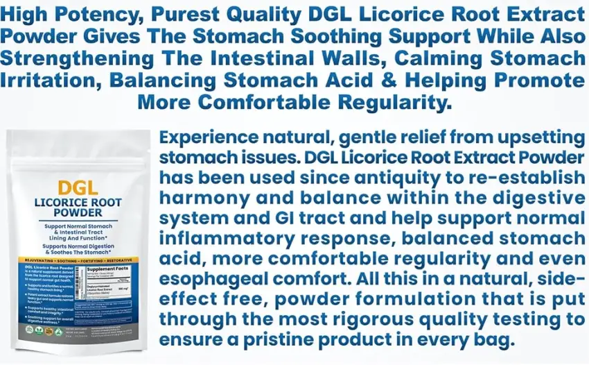 DGL Licorice Supplement: Supports Digestive Health Gut Lining Support DGL Powder for Wellness Licorice Root Extract Powder 280 serv. - product information 27