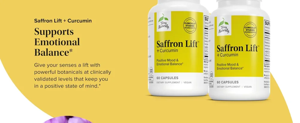 Terry Naturally Saffron Lift + Curcumin - Herbal Supplement with Curcumin - Non-GMO Saffron & Brain Curcumin Capsules - Concentration & Relaxation Support Supplement - 60 Capsules (Pack of 2) - product information 20