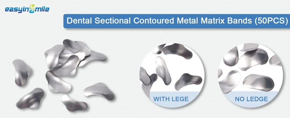 50Pcs Dental 50 m Sectional Contoured Metal Matrices Matrix Kit (Large with No Ledge) - matrix bands