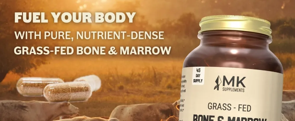 MK Supplements Grass-Fed Beef Bone & Marrow Supplement Supports Healthy Joints Bones Teeth Immune Support Freeze-Dried Non-GMO 45 Servings (3 000 mg Each) Bone & Marrow 45 Servings - grass-fed bone and marrow supplement for joint health