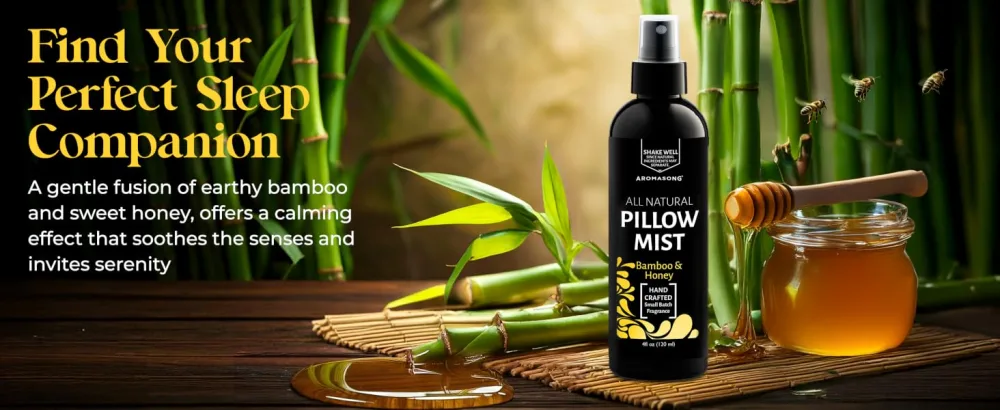 Aromasong Lavender Pillow Spray for Sleeping | 2-Pack | All Natural Calming Linen & Bedtime Sleep Mist for Deep Sleep - Pillow Spray Aromatherapy with Botanical Essential Oils for Relaxing Stress - Bamboo dripping Honey calming serenity