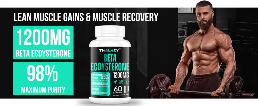 1200MG Beta Ecdysterone Supplement 98% Maximum Purity Ecdysterone Supplements for Lean Muscle Mass Athletic Performance & Strength 120 Capsules 60 Count (Pack of 2) - beta ecdysterone supplements