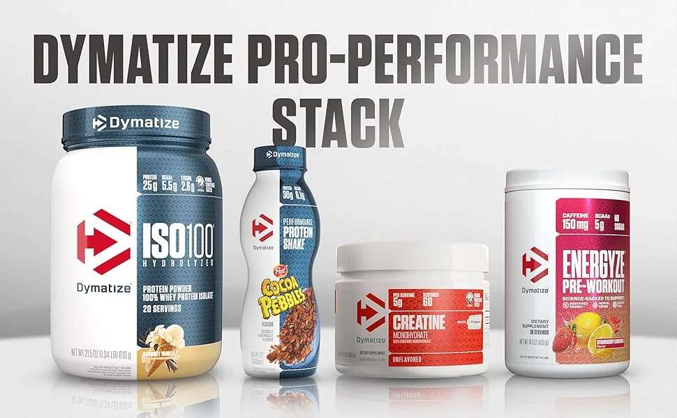 Dymatize 100% Creatine Monohydrate with Creapure 5g Per Serving 60 Servings (300g) Creatine for Women and Men Gluten Free - Dymatize Pro-Performance Stack: Vanilla Protein Poweder, Protein Shake, Creatine, and Pre-Workout