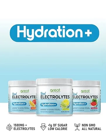 Electrolytes Powder Hydration | Real Food High potency | Strawberry Lemonade 30 Servings | High potency Electrolyte powder | Hydration drink mix | Electrolyte Supplement Potassium Magnesium Calcium - electrolyte supplement hydration recovery magnesium glycinate
