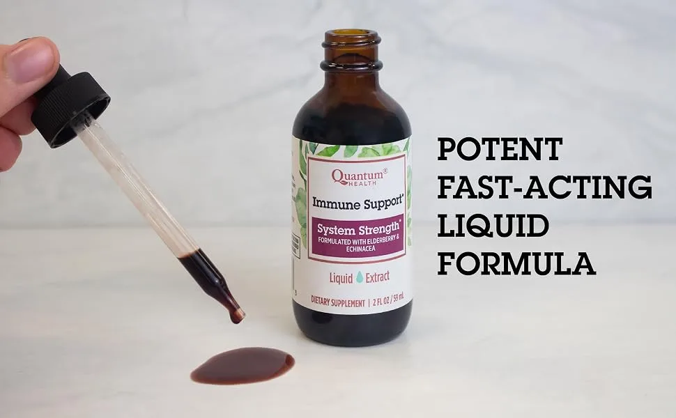 Quantum Health Immune Support Elderberry Echinacea Goldenseal Liquid Extract - Daily Wellness Herbal Immunity Formula for Women & Men - High Dose Fast Absorption Tincture - 2 Fl Oz - potent elderberry echinecea goldenseal drops