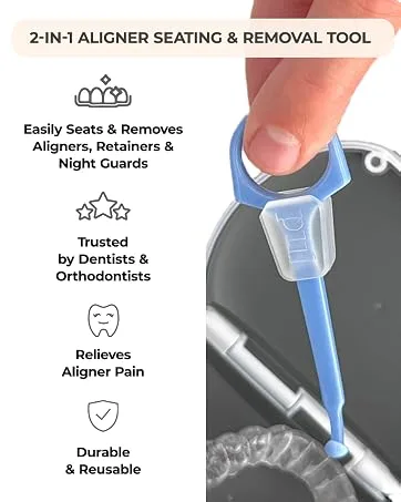 BITE ME 12 Pack Reusable 2 in 1 Clear Aligner Seating and Removal Tool Assorted Colors - 2-in-1 Aligner Seating &amp; Removal Tool