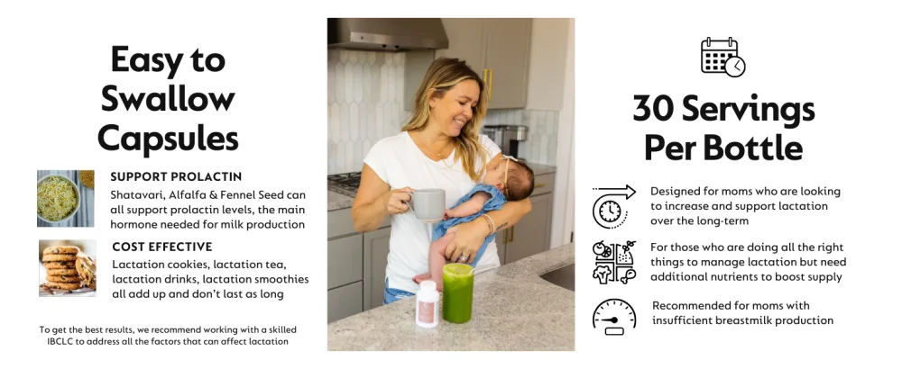 Holistic Lactation Advanced Lactation Formula (30 Servings) Supplement to Support Milk Supply Contains Organic Moringa and Milk Thistle Extract Fenugreek-Free - Support prolactin lactation cookies lactation drinks lactation smoothies organic capsules breastfeed