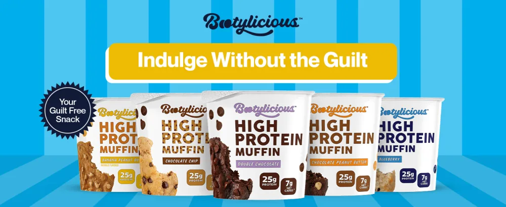 Bootylicious | High-Protein Muffin | 25g Protein 7g Net Carbs 2.32-2.75oz Cup 12-Pack (Double Chocolate) - chocolate flavored high protein muffins freshly baked muffin wheat protein isolate