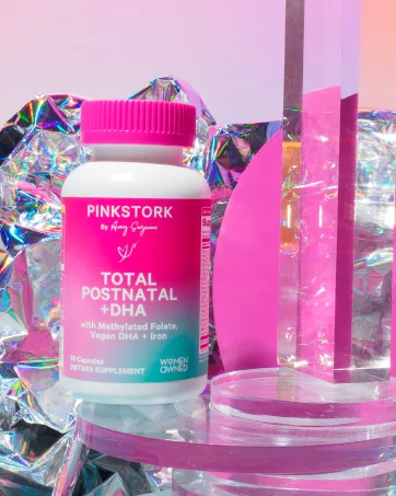 Pink Stork Labor Prep Tincture Red Raspberry Leaf Chamomile Ginger & 8 Herbs Third Trimester Pregnancy + Postpartum Recovery & Lactation Support 2 oz Herbal Supplement - Total Postnatal + DHA Bottle