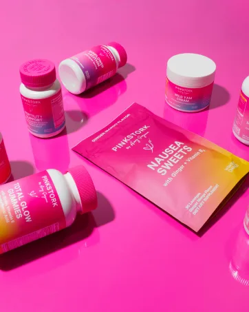 Pink Stork Red Raspberry Leaf Gummies - Third Trimester Labor Prep + Postpartum Mood Essentials with Evening Primrose Oil + Black Cohosh - 60 Vegan Gummy Supplements Non-GMO - Assortment of Products