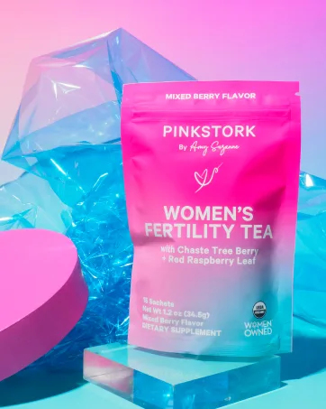 Pink Stork Red Raspberry Leaf Gummies - Third Trimester Labor Prep + Postpartum Mood Essentials with Evening Primrose Oil + Black Cohosh - 60 Vegan Gummy Supplements Non-GMO - Women's Fertility Tea Pouch