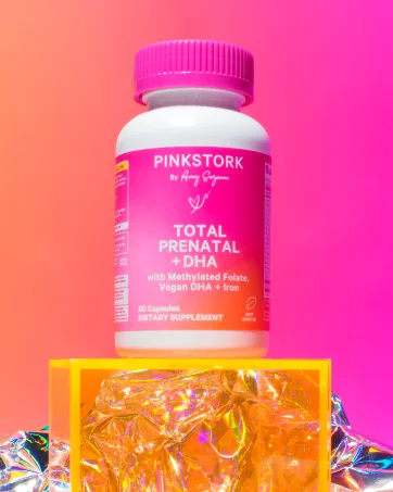 Pink Stork Magnesium Glycinate + Fertility Support Bundle Magnesium Supplement for Women Prenatal Vitamin for Conception - Total Prenatal + DHA Bottle