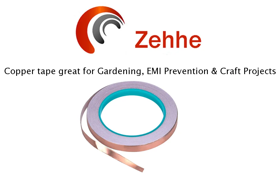 Zehhe Copper Foil Tape with Double-Sided Conductive - EMI Shielding Stained Glass Soldering Electrical Repairs Paper Circuits Grounding (1/4inch) - copper tape