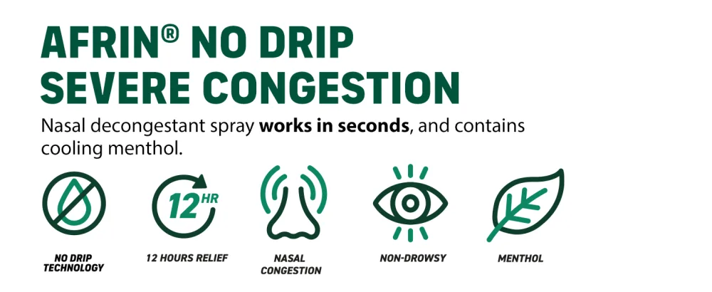 Afrin No Drip Severe 12 Hour Nasal Decongestant Pump Mist - 0.5 ounce 0.5 Fl Oz - Afrin Allergy