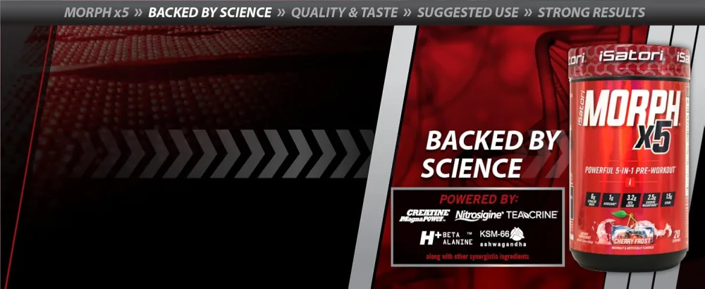 iSatori Morph X5 Intense Pre Workout with Beta Alanine Creatine Magnapower Citrulline Malate- Nitric Oxide Flow & Pump Supplement for Energy Endurance and Strength Cherry Frost (20 Servings) - Energy drink powder for pre workout boost without crash isatori morph xtreme pre workout review