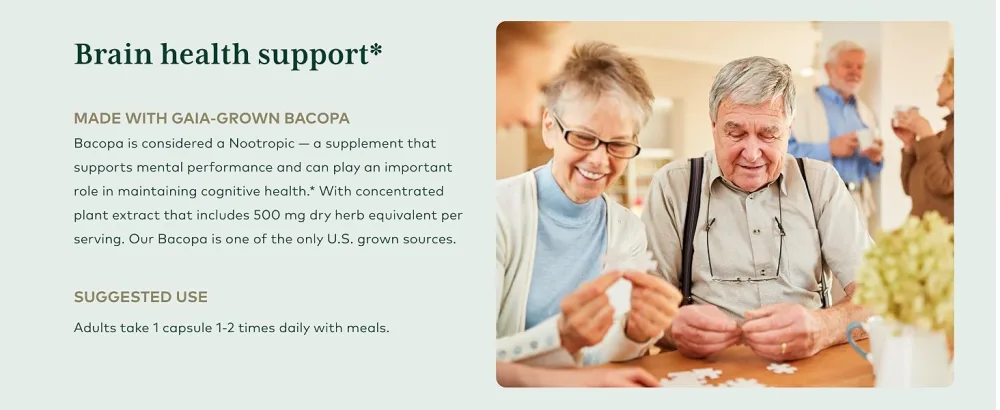 GAIA HERBS PRO Bacopa - Brain Health & Nootropic Support - 60 Liquid Phyto-Caps (30 Servings) - product information 7