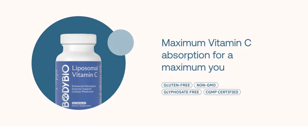 BodyBio Liposomal Vitamin C - Powerful Antioxidant for Immune Support and Cellular Health 1 000 mg Pure Ascorbic Acid with Maximum Absorption - Liposomal Vitamin C immune support detox antioxidant ascorbic acid free radical protection
