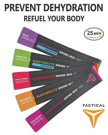 Fluid Creatine - Informed Sport Certified | Ultra-Fine Micronized 100% Creatine Monohydrate Powder | Unflavored | 5g Travel Stick Packs | 30 Servings 30 Single Serving Packets - Fluid Tactical Electrolyte Drink Mix Variety Pack 25 Count, Prevent Dehydration Refuel Your Body