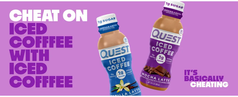 Quest Nutrition White Chocolate Macadamia Protein Cookie 15g Protein 1g Sugar 2g Net Carbs Keto Friendly High Protein Low Carb 12 Count White Chocolate Macadamia 12 Count - Headline - Cheat on Iced Coffee with Iced Coffee