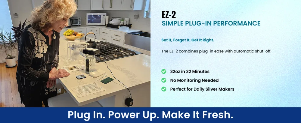 LifeForce Devices Compact EZ-2 Deluxe Silver Generator Package Plug-in DIY Fresh Silver Maker with 10 Gauge Wires for Home Make 32oz in 16 Minutes - LifeForce Devices